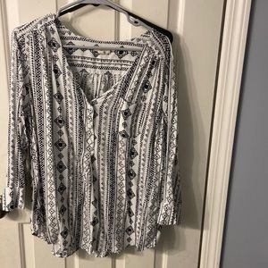 Como Blu plus size 2x black and white blouse